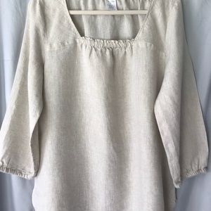 Lands End beige Linen Tunic sz XL 18